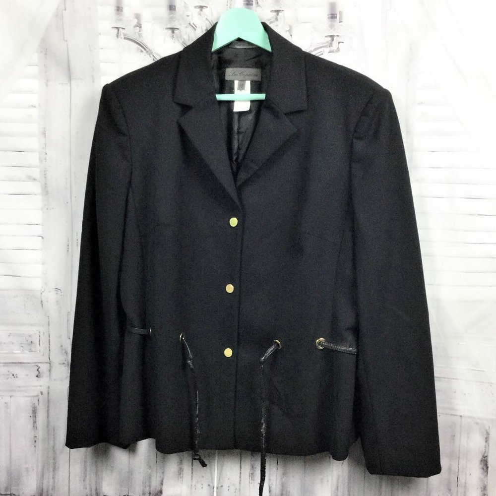Les Copains Black Wool Blend Blazer Jacket 46 10